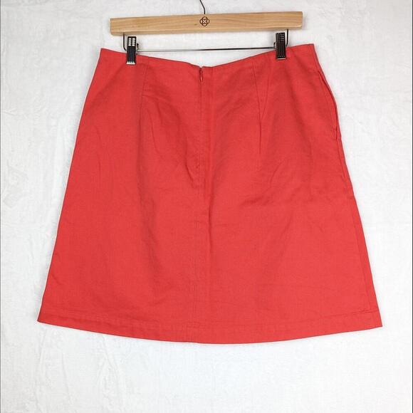 Boden A-Line Short Mini Skirt 10 Coral Red Orange Pockets - Picture 2 of 9